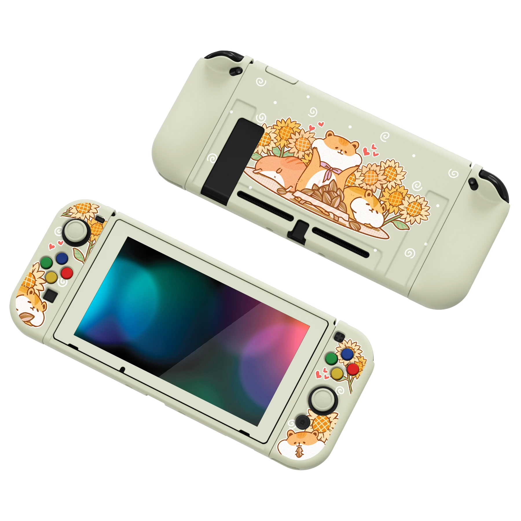 PlayVital ZealProtect miękkie etui ochronne do przełącznika z kierunkowymi przyciskami czapki i nakładki na przyciski i ochronne szkło hartowane na ekran