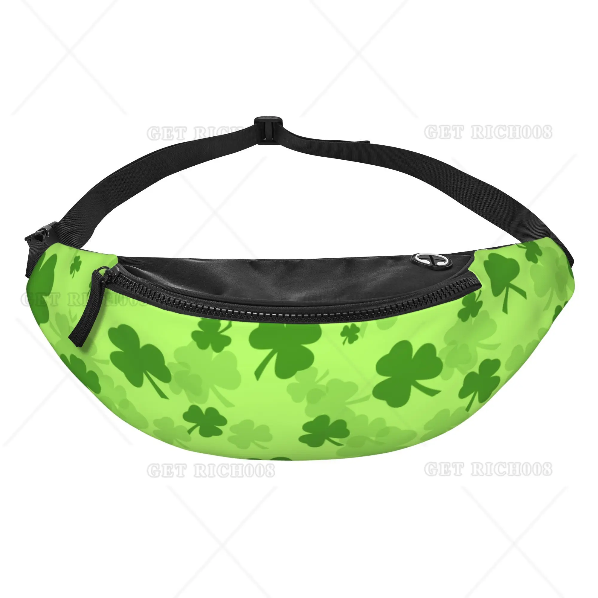 Clover Green St.patrick Day Women Men Fanny Pack Waist Bag Large Capacity Belt with Adjustable Buckle for Travel Hiking Outdoor