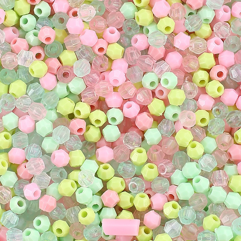 500 Stück 4mm Acrylperlen in verschiedenen Farben, winzige facettierte lose Abstandsperlen für DIY-Armbänder, Halsketten, Schmuckherstellung, Bastelzubehör – Detail 3