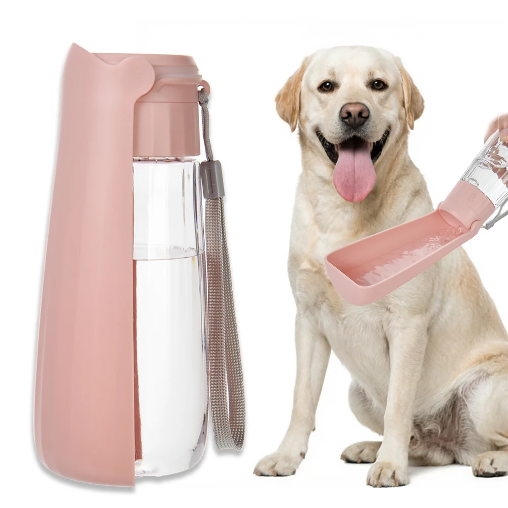 550ml Faltbare Hundewasserflasche, auslaufsicherer Haustier-Reise-Spender mit breiter Schale für kleine und große Hunde, Katzen, Outdoor-Spaziergänge, BPA-frei