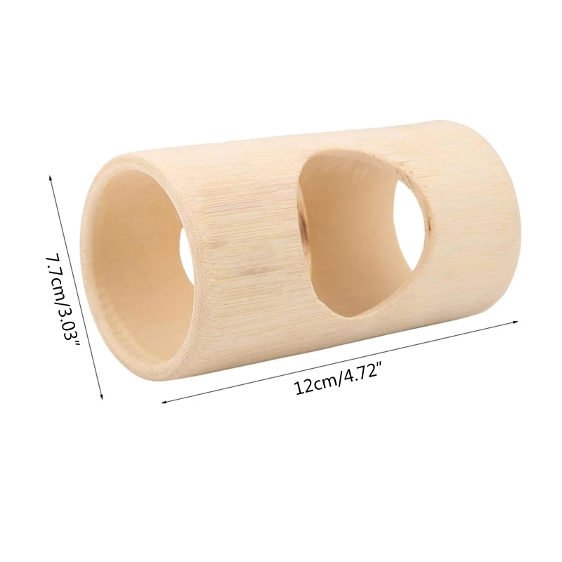 50JC Hamster Chew Natural Tunnel 3 Holes Bamboo Tube for Small Animals