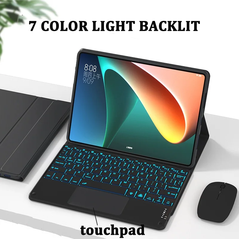 

7 Colour Light Backlit Trackpad Keyboard for Vivo Pad Air 2023 11.5 Magnetic Keyboard Case with LED Backlit Wireless Mouse