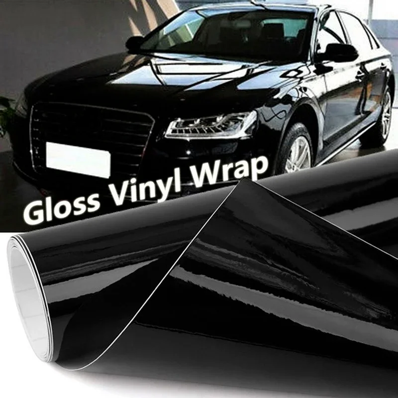 

Gloss black film self adhesive car sticker body vinyl wrap decals motorcycles auto skin decoration bright color changing films