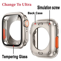 Screen Protector Cover for Apple Watch 46m 45mm 44mm 41 40mm Hard PC Front Rear Bumper Case iwatch 10 9 8 SE 7 6 Change To Ultra
