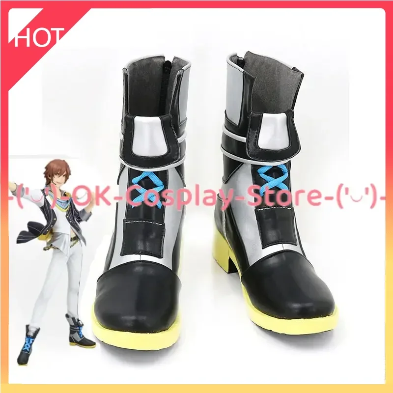 SideM Cosplay Shoes PU Leather Shoes Halloween Boots Cosplay Props Custom Made