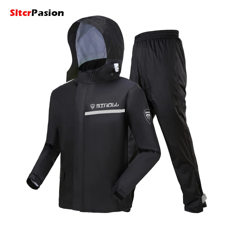 

Men Raincoat Motor Split Rain Suits Reflective Waterproof Motorcycle Jacket Pants with Cap Chuva Moto Capa de Chuva Motociclista