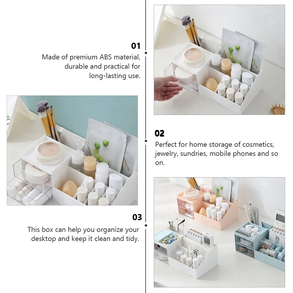 

1pc Storage Box Desktop Organizer ABS Material Jewelry Drawer Rack for Home Makeup Brush Sundries File Cabinet