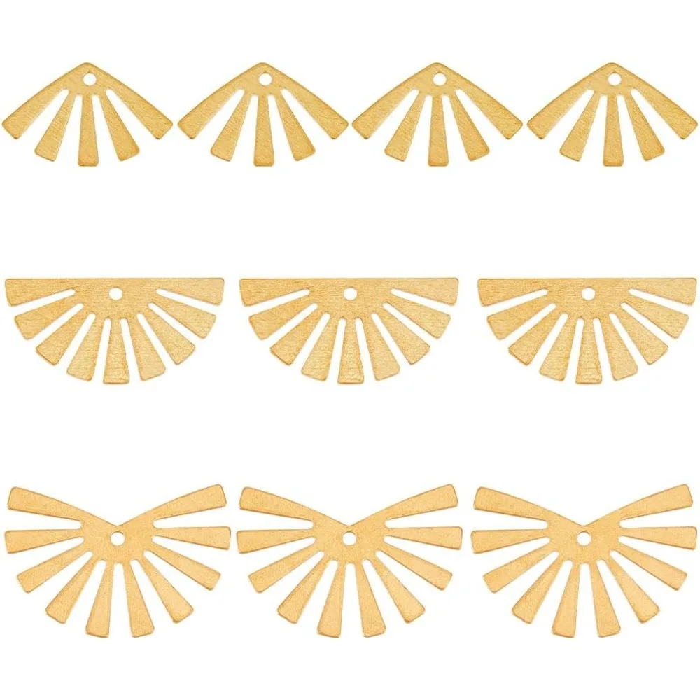 

60pcs Raw Brass Semicircle Shape Fan Earrings Necklace Charms - Half Round Geometric Component Charms for DIY Jewelry Craft