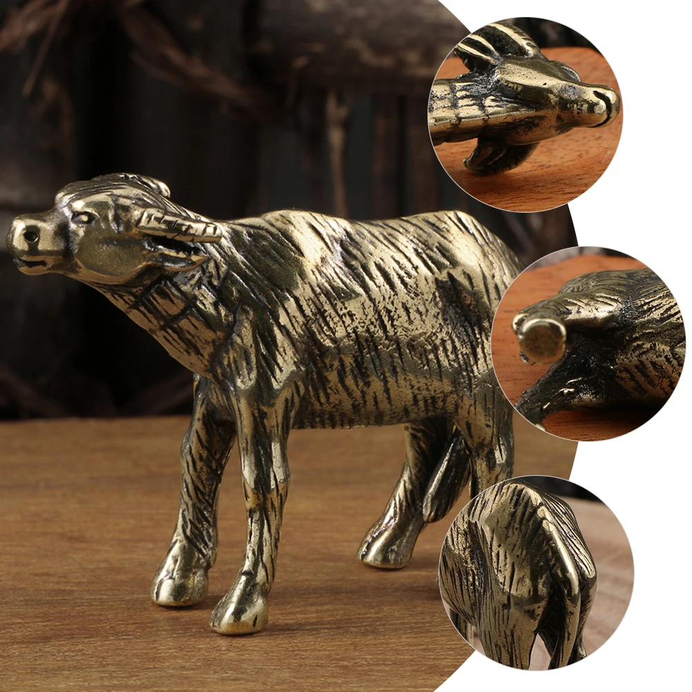 

1pc Brass Office Desktop Room Garden Vintage Crafts Gift Cattle Statue Tea Pet Tea Brass Cattle Statue Pet Adornment