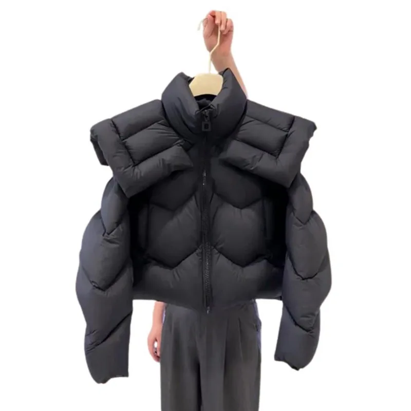 Winter Design Sense High Sense Cotton-padded Jacket Thick Cotton-padded Clothing Fashion Black Bread Short Coat Women's Clothing