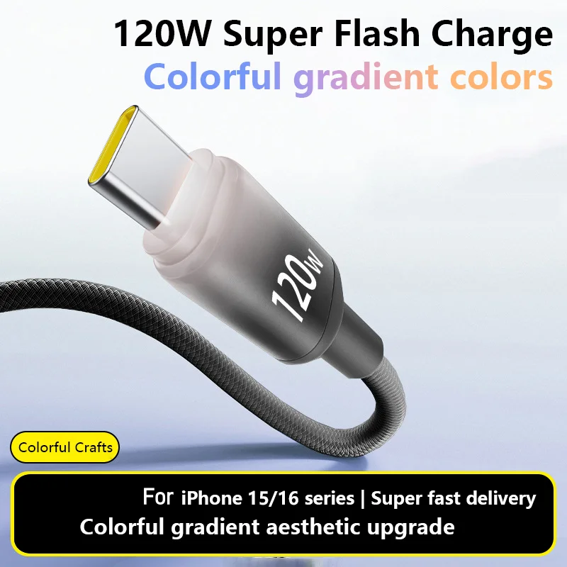 

100W USB C Cable For IPhone 16 15 Pro Plus Type C Cable For Laptops Fast Charging Cable Type C For xiaomi Samsun Huawei