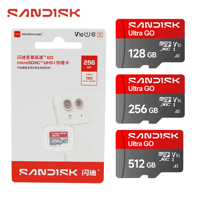 tarjeta-microsd-tf-sandisk-ultra-go-100-original-de-128gb-256gb-512gb-a1-con-velocidad-de-hasta-190mb-s-para-telefono-camara-tableta-y-switch