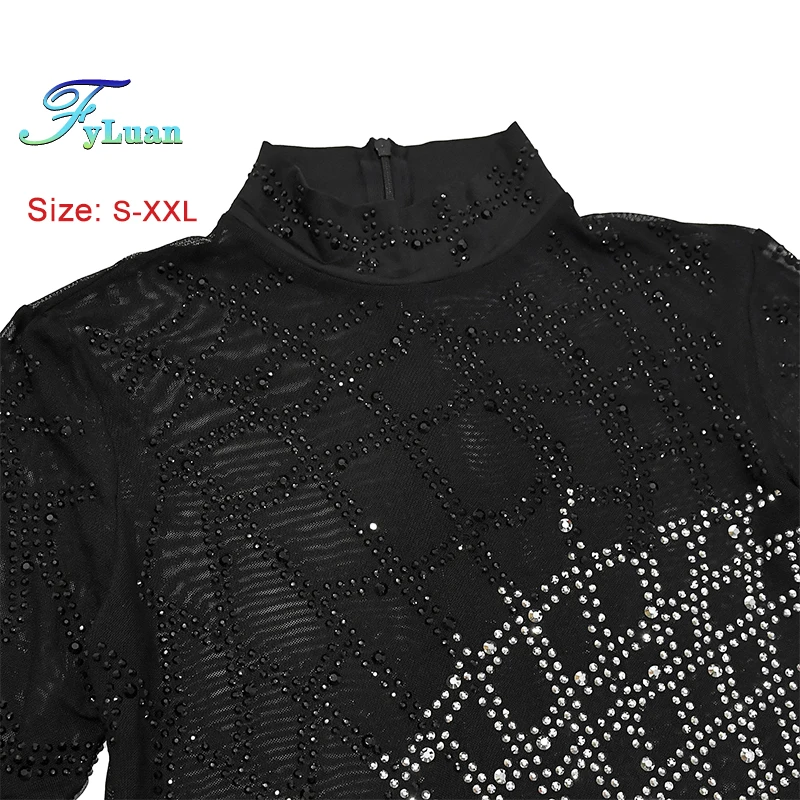 Robes 2025 nouvelle femme diamant chaud Sexy découpe à manches longues fentes robe de soirée Occasion formelle fête soirée cérémonie fille robe