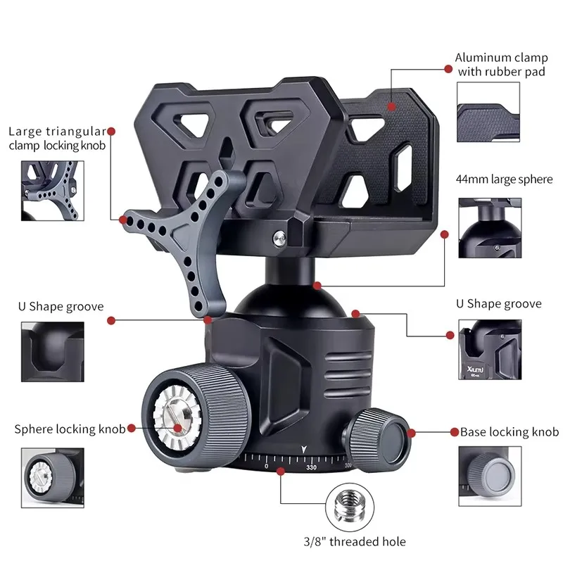 رأس ثلاثي القوائم من سبائك الألومنيوم عالي القوة 35 كجم، مناسب للصيد والرماية، يمكنه تدوير 360 درجة #5