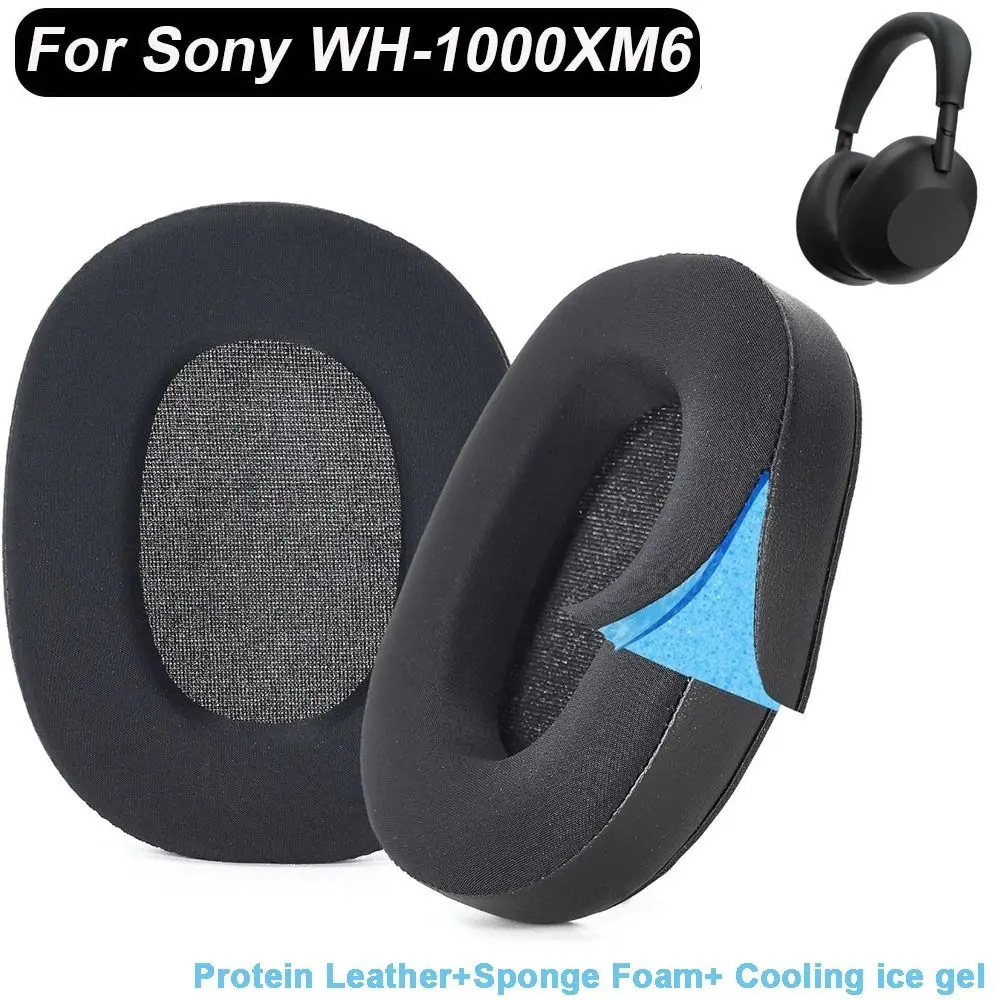 1 paire de coussinets d'oreille de remplacement pour casque d'écoute, Gel de refroidissement en cuir protéiné, housse de bandeau pour Sony WH-1000XM6 1000XM6