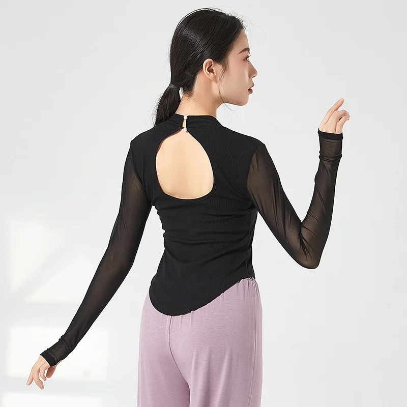 Classical dance clothes women's new body training mesh loose Chinese dance top