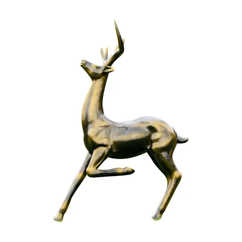 

Outdoor imitation copper deer fiberglass sculpture sales office garden landscape park decoration large ornament