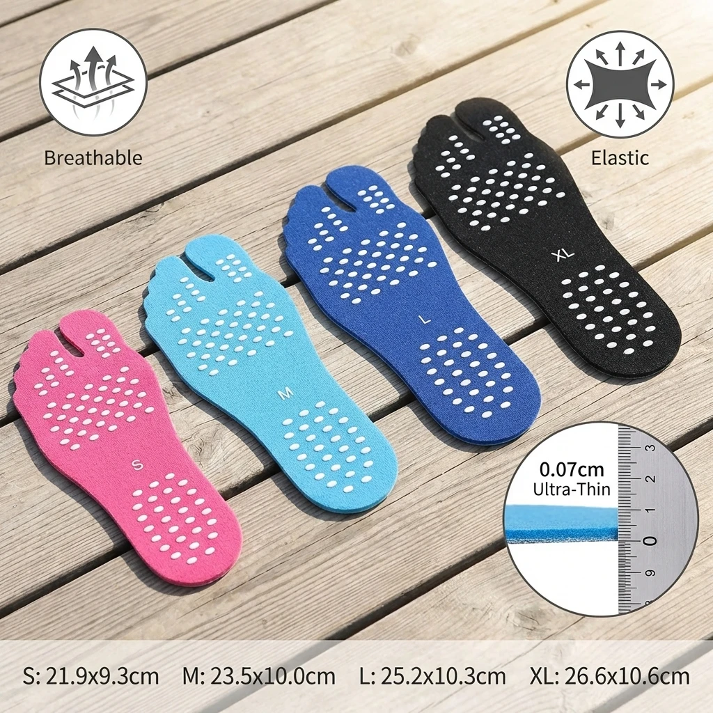 

Beach Foot Pads Barefoot Adhesive Invisible Shoes Stick on Foot Pad Stickers Stick on Soles Anti-Slip Waterproof Foot Care Tools