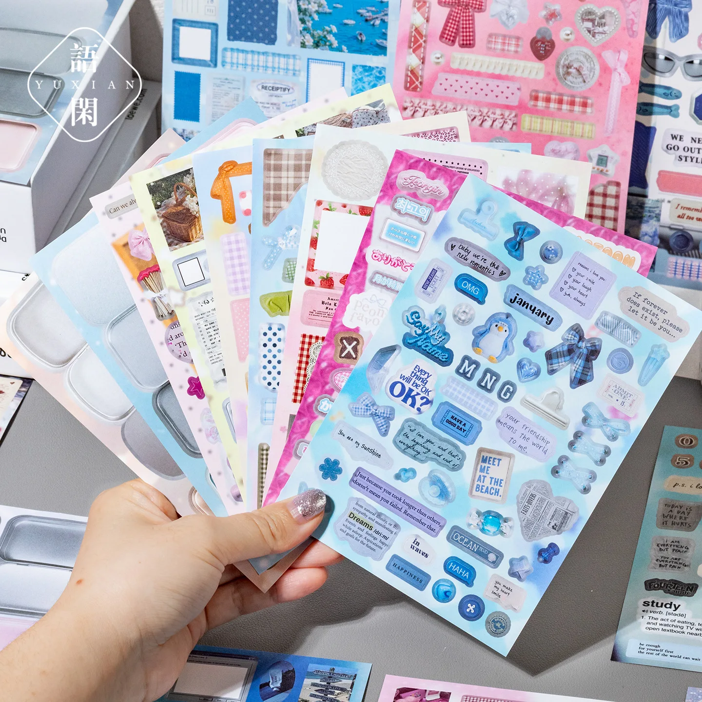20pcs Stickers Book Creative Material English Text Sticker Book Diy Handmade Scrapbook Aesthetic Stationery