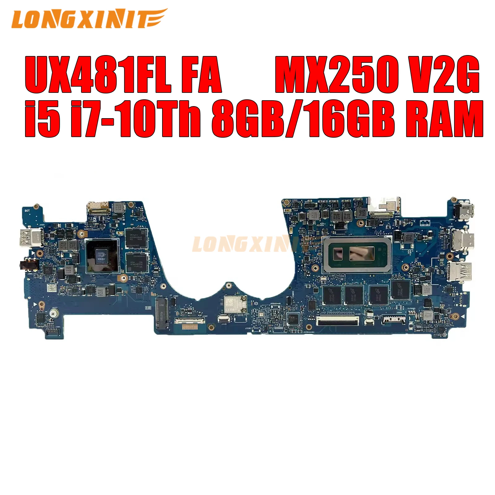 

UX481FL UX481FA Laptop Motherboard For ASUS Zenbook Duo UX481FAY UX481F UX481FLY UX4000 I5 I7 10th Gen MX250 V2G 8G/16G RAM.