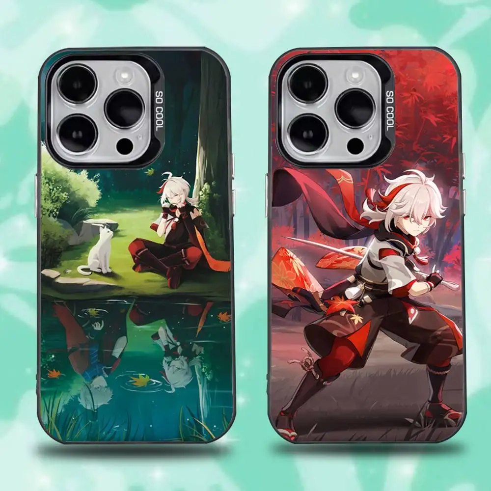 

Genshin Impact Kazuha Game Phone Case For iPhone 16,15,14,13,12,11,Pro,Max,Plus,Mini,XS,SE Anti Fall Black Matte Hard Bumper