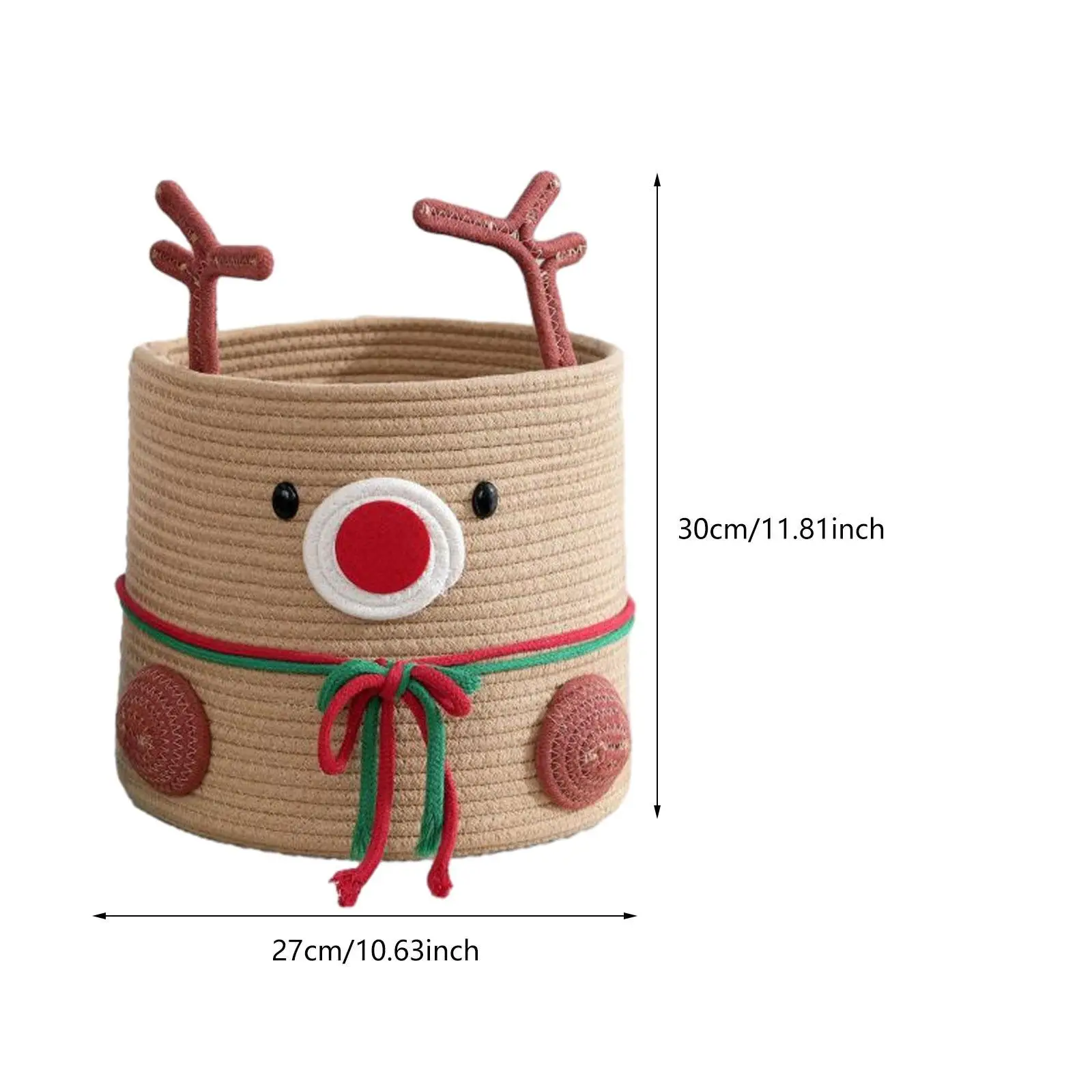 Reindeer Christmas Basket Cute Xmas Decor for Kitchen Living Room Shelves