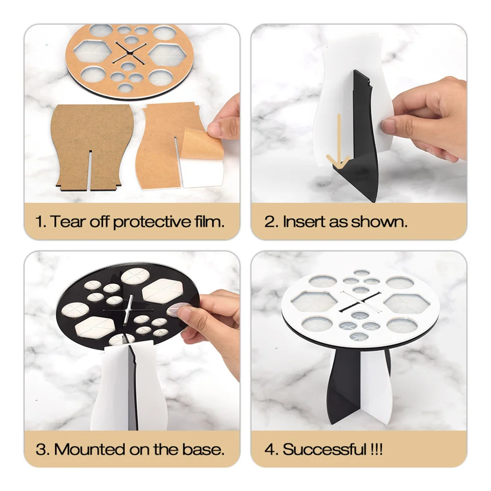 1 pezzo di stendino per pennelli per trucco, 14 fori, supporto bianco nero, supporto per comodo display per pennelli