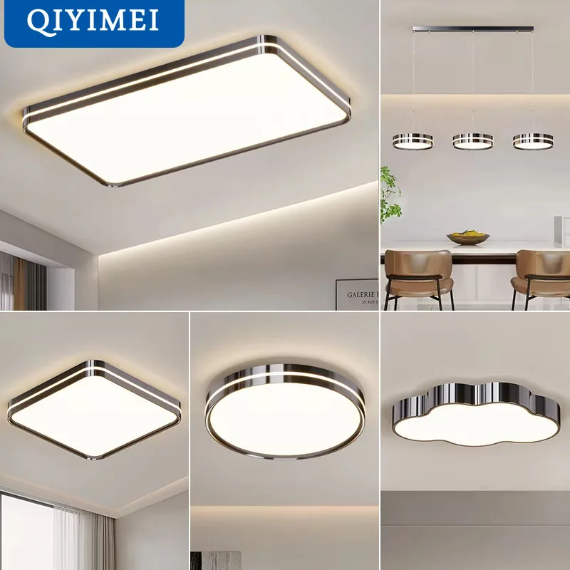 

Светильники для гостиной, современные светодиодные люстры для гостиной, столовой, спальни, квартиры, коридора, прохода, хрома, черные лампы для внутреннего освещения