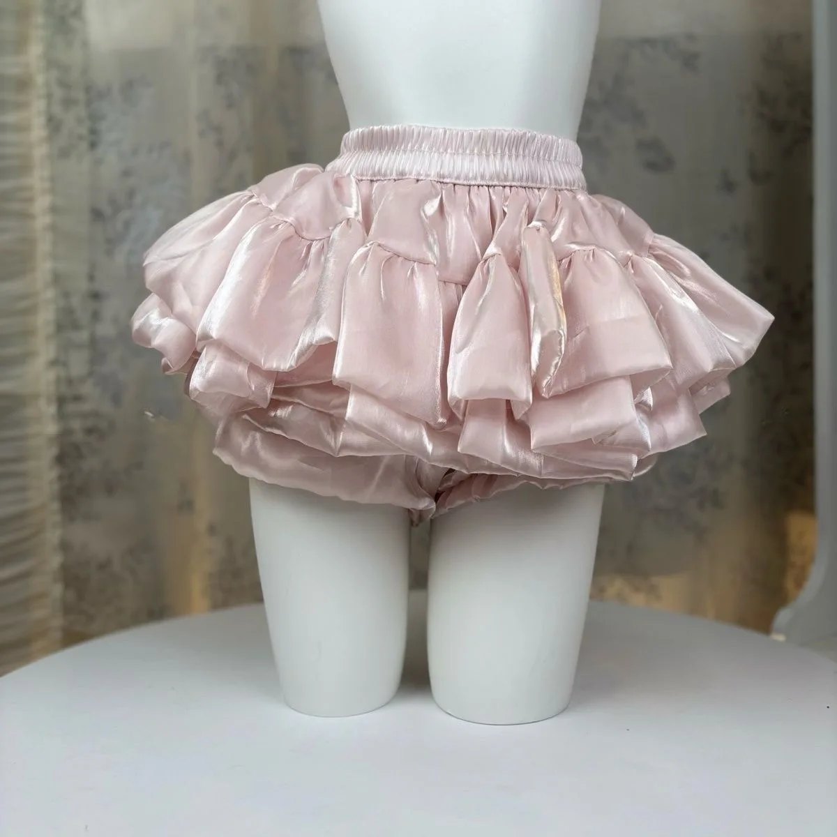 Summer 2026 High Waist Puffy  Skirt Ballet Style Small Grids 3D Cake Skirt Sweet Girl Slimming Trending Half-length Skirt