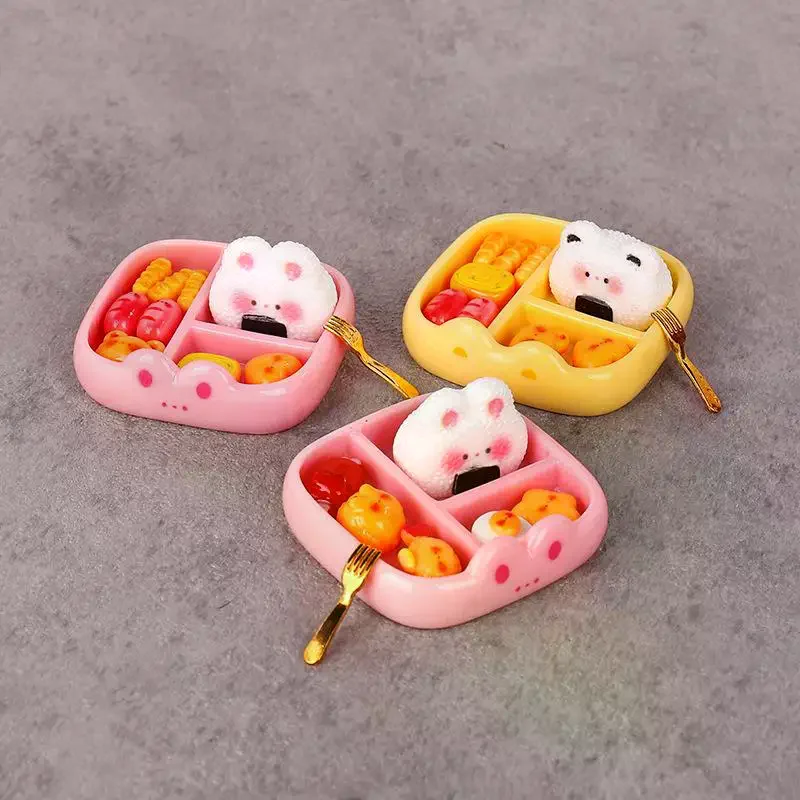 ชุดของเล่นจำลองอาหารข้าวปั้นสำหรับเด็ก ชุดเล่นทำอาหารจำลอง ของตกแต่ง DIY แบบพกพา รูปแบบเหมือนจริง