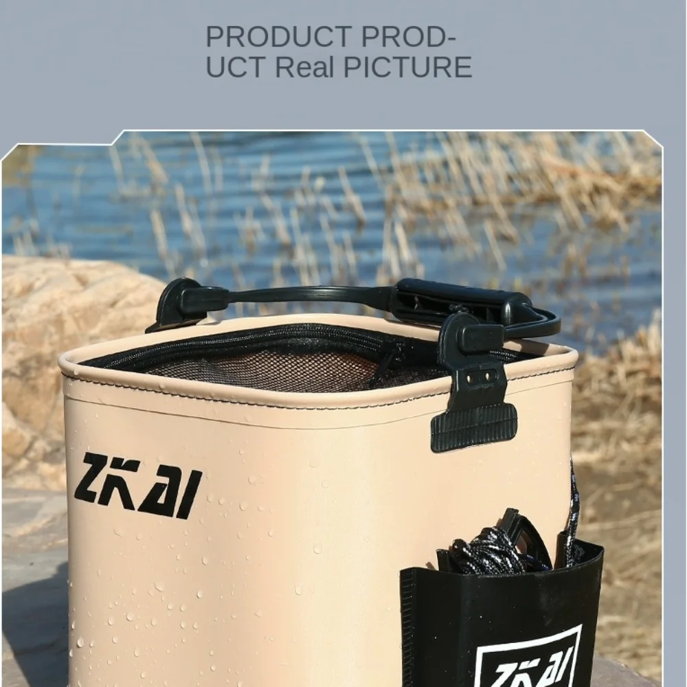 New 8L/13L EVA Live Fish Bucket aterproof Breathable Collapsible Outdoor Water Tank Carrying Handles Fold Fishing Bucket Travel