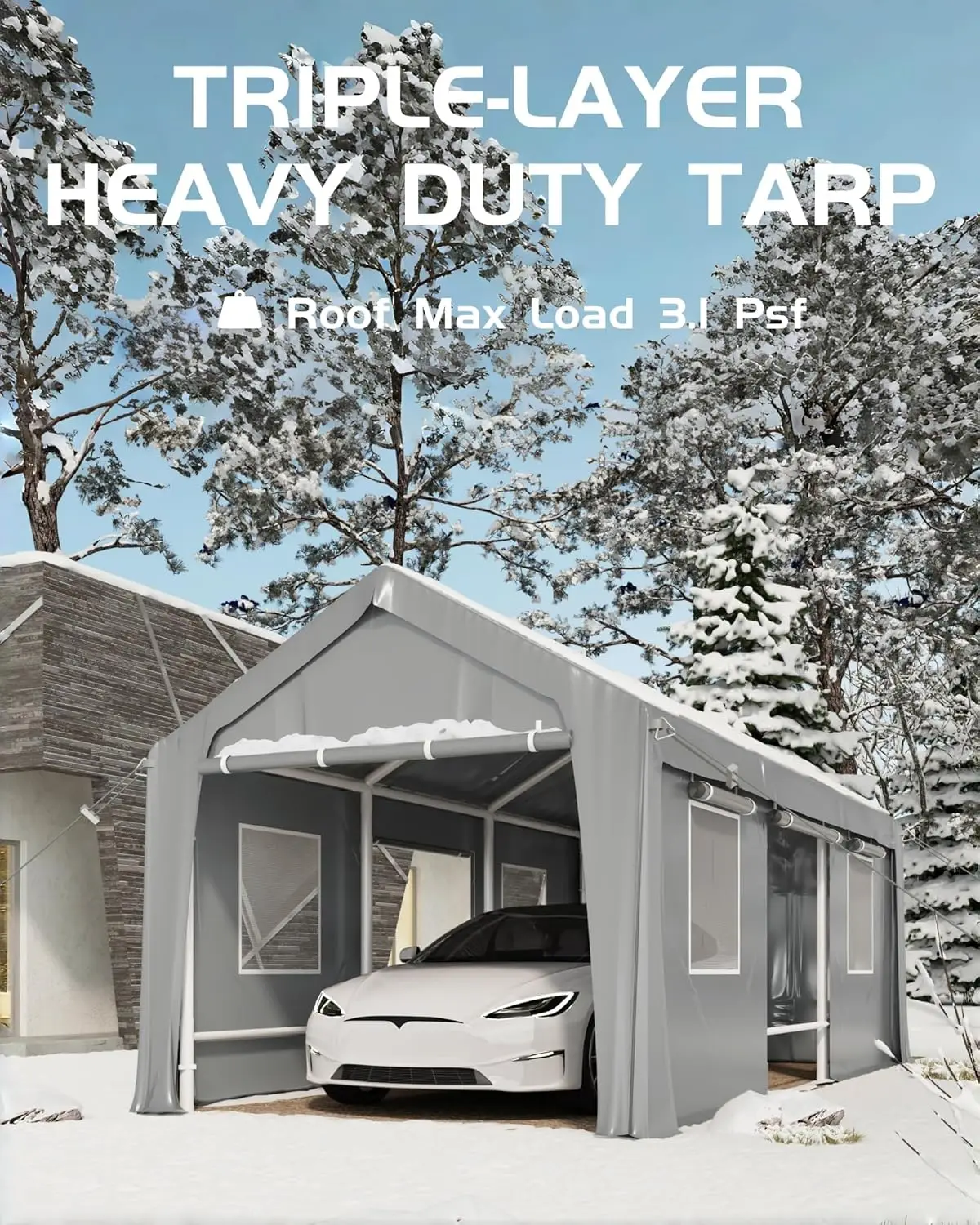 Dexso 20'X13'X11' Windproof Carport Heavy Duty, 20 Ga. Reinforced Poles & 14 Mil Pe Canopy, Extra Large Anti-High Wind Portable