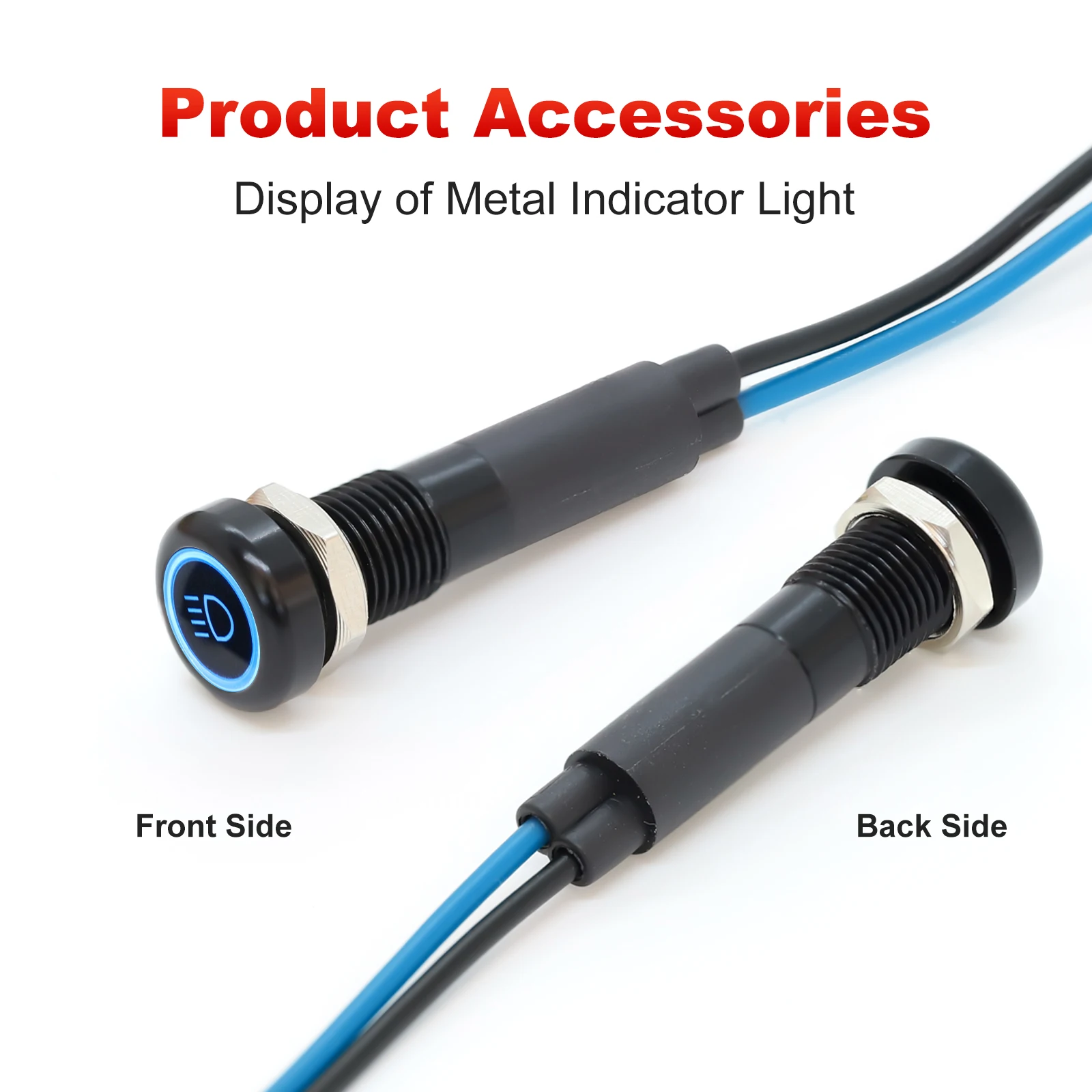 8mm Mini Symbol indicator light 12V 24V LED Car Boat LED Warning Dashboard Signal Lights Instrument Pilot light  Metal Shell