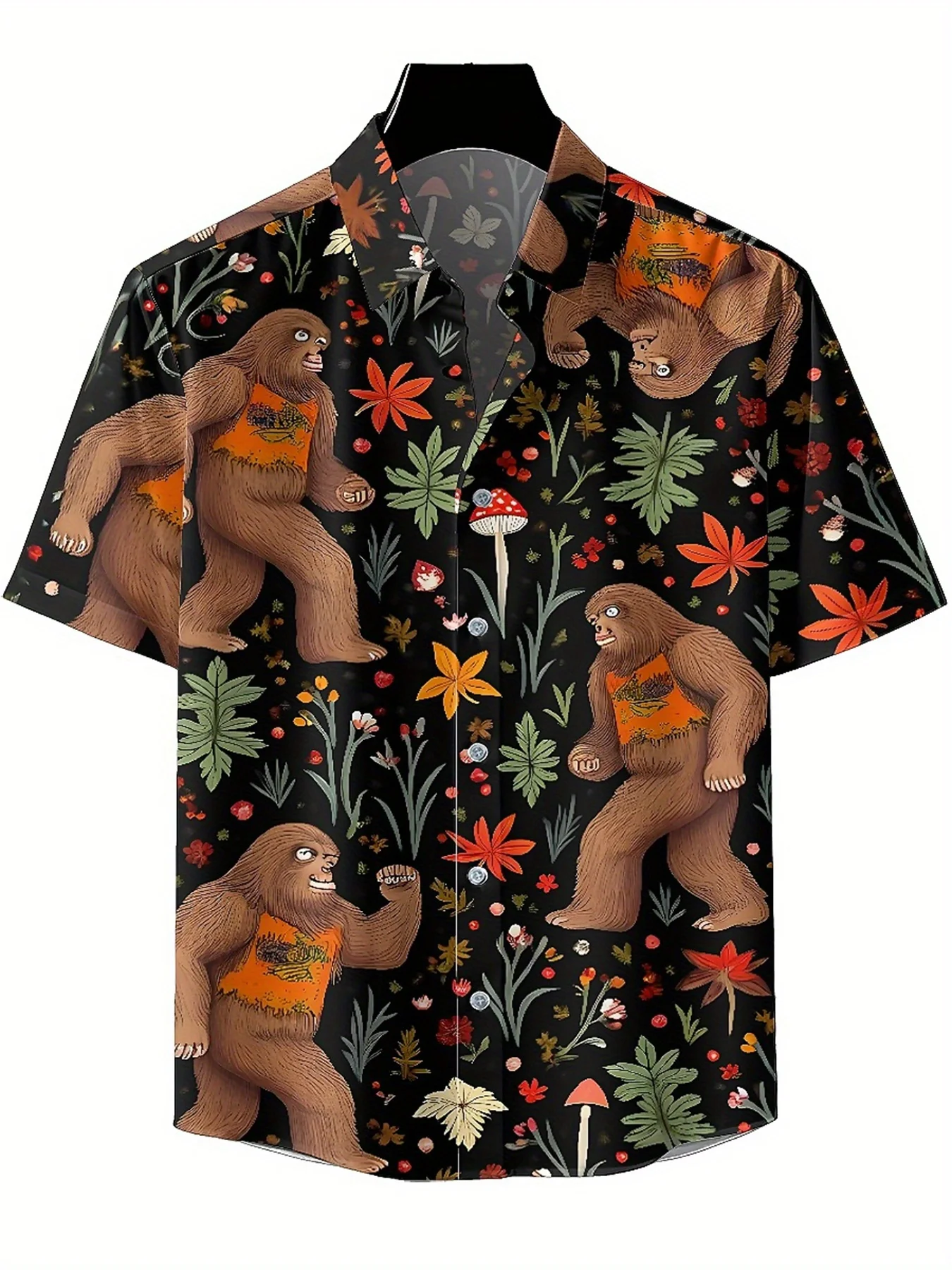 Men's Plus Size Hawaiian ShirtsGorilla and Floralspattern,Premium Comfort Youth Clothes,Streetwear Y2K Tops