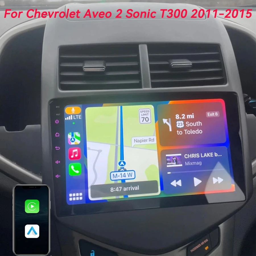 

Автомагнитола с Android 16, CarPlay и GPS-навигацией для Chevrolet Aveo 2, Sonic T300 2011-2015, мультимедийный проигрыватель, стереосистема