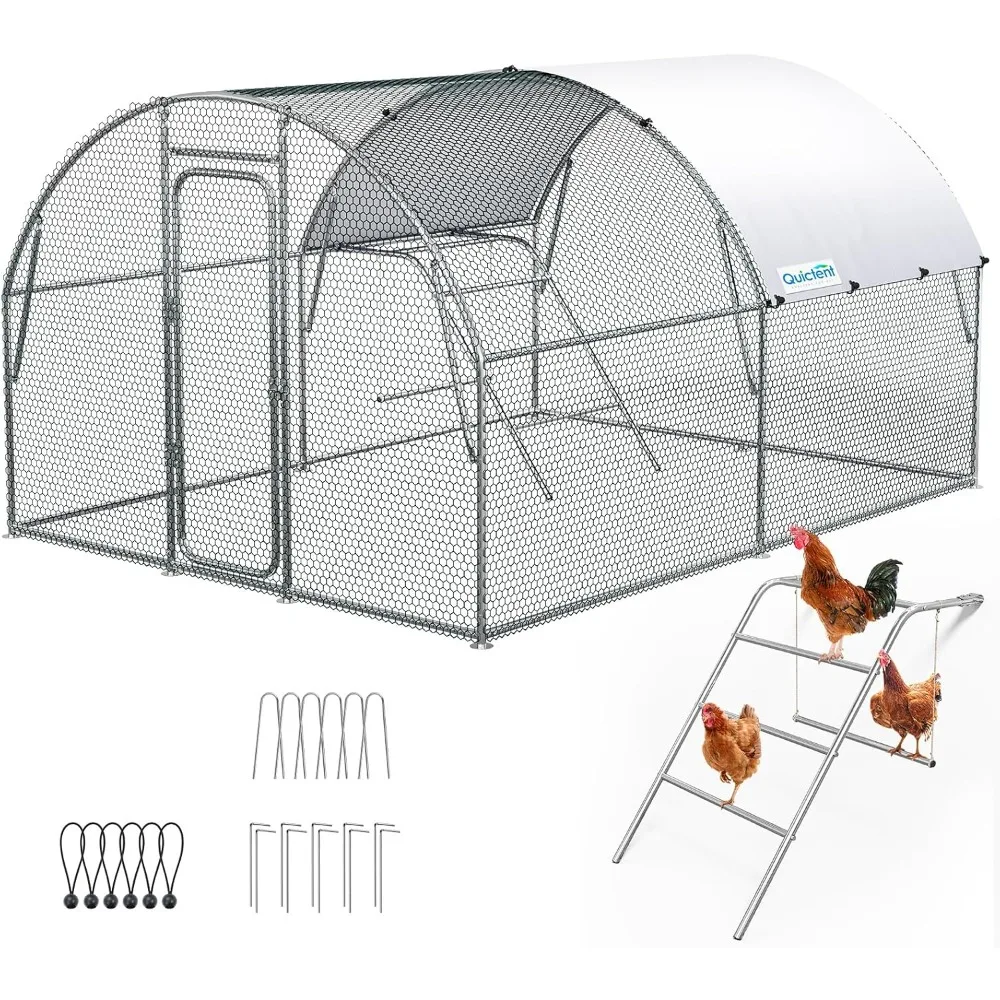 

Large Metal Chicken Coop Run for 10/20 Poultry with Roosting Perch & Swing, 13x10FT Upgraded Outdoor Walk-in Cage