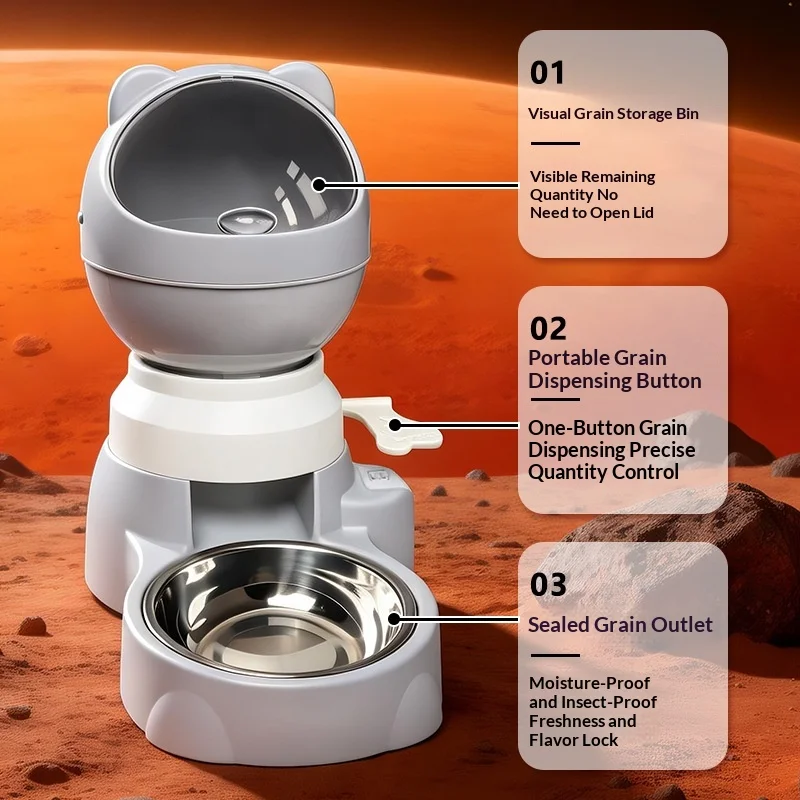 Dispensador automático comida y agua para gato y perro anti-goteo - imagen 2