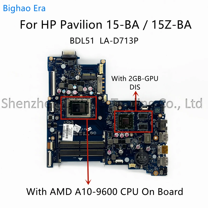 

854960-001 854960-601 For HP Pavilion 15-BA Laptop Motherboard With A10-9600P A12-9700P CPU M445DX 2G-GPU BDL51 LA-D713P 100% OK