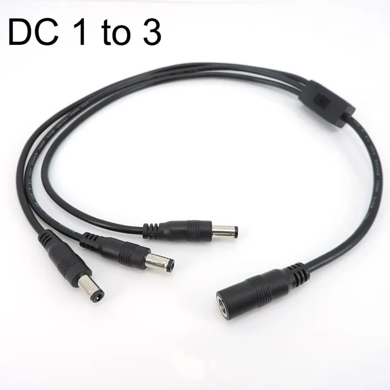 DC 1 Female To 2/3/4 12V 5A Way Male Monitoring Power Line Supply Connector Splitter Cable Plug 5.5*2.5mm Cord