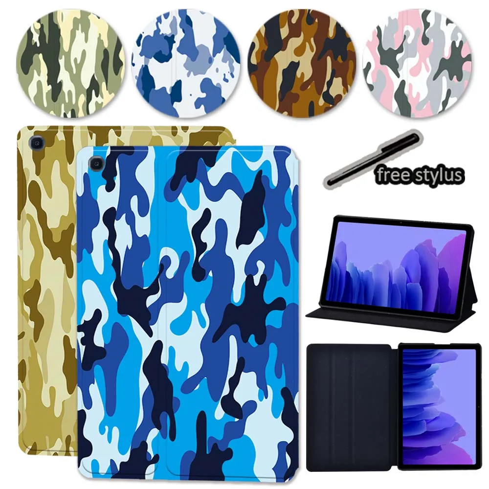 Protective Case for Samsung Galaxy Tab A7 10.4 2020 SM-T500 SM-T505 Anti-fall Camouflage Series Shell PU Leather Tablet Cover