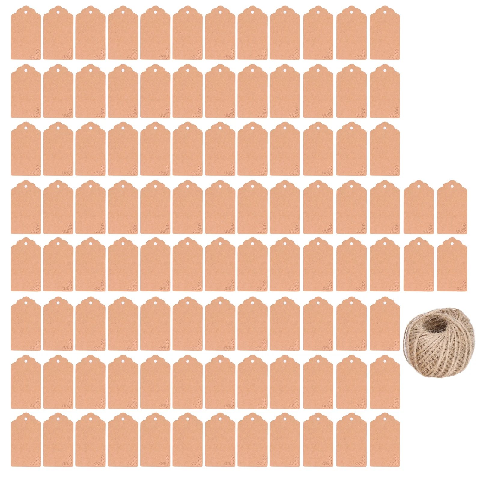 100 stuks kledinglabels, dubbelzijdig, van kraftpapier, voor doe-het-zelfprojecten en als cadeaulabel, inclusief 30 meter jutekoord, geschikt voor bruiloften, Kerstmis en Thanksgiving.