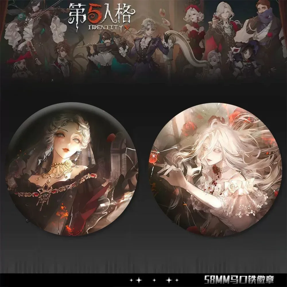 Horror Game Identity V Cosplay Character Mary Bloody Queen Brooches Pins Action Figure Laser Bar Badges Clothing Bag Decoration