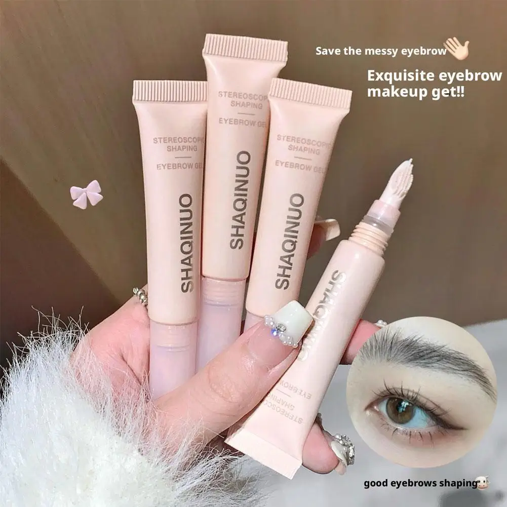 3D Brow Gel Waterproof Transparent Gel Texture With Silicone Brush Long-Lasting Hold Long-lasting Natural Eyebrow Soap