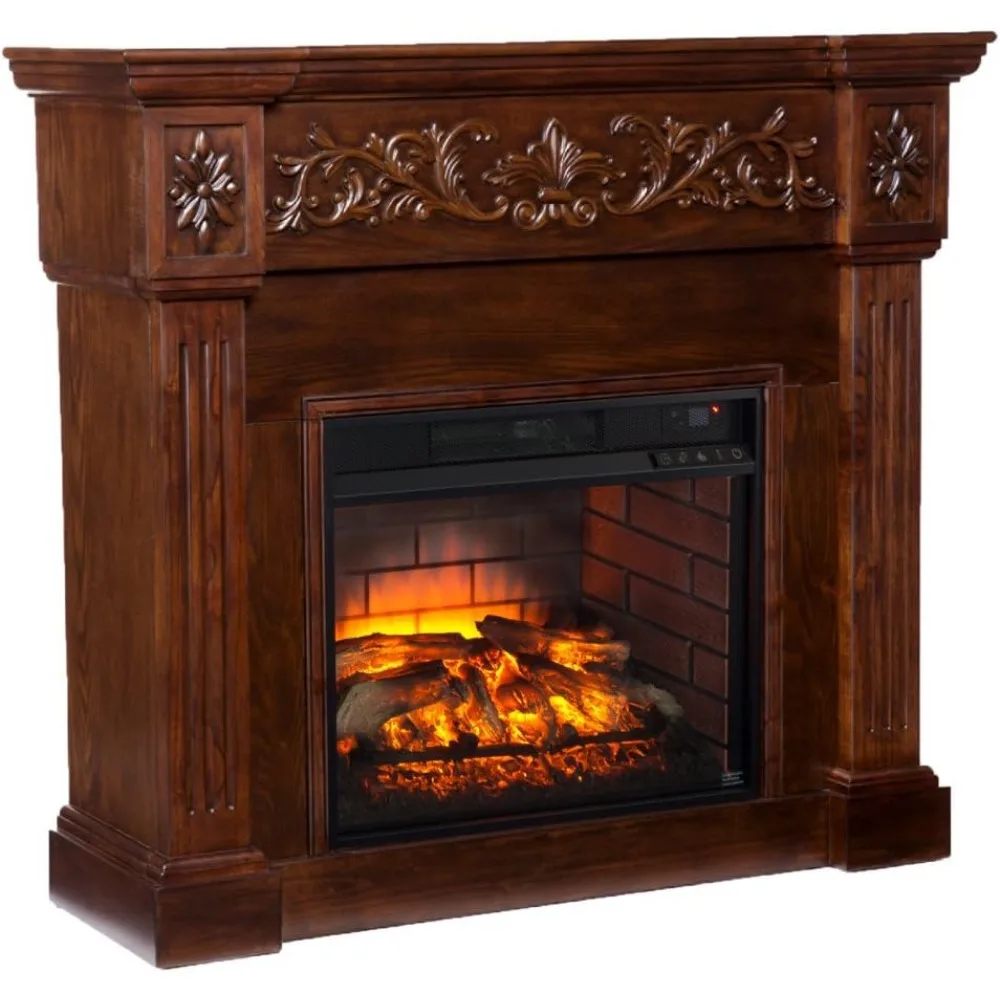 مدفأة كهربائية منحوتة من Southern Enterprises Calvert، لمسة نهائية من الإسبريسو