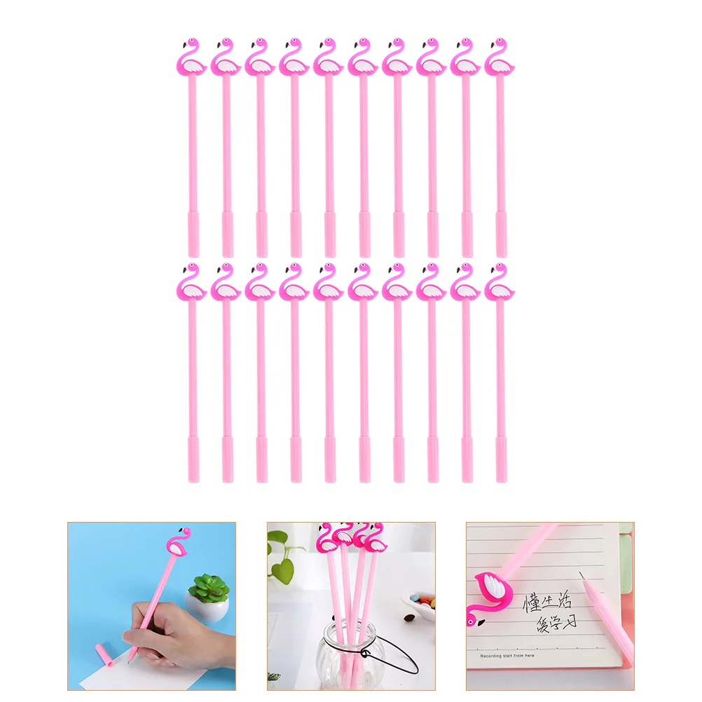 

20 Pcs Flamingo Gel Pen Homework Kids Writing Metal High-class Fine Tip Pens Sign Plastic Write