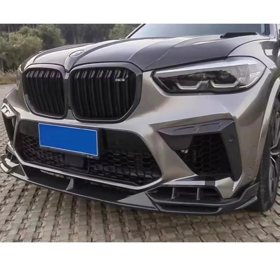 For BMW F95 X5M 2019+ Carbon Fiber Car Front Bumper Diverter Spoiler Diffuser Front lip chin L Style Car Accessories body kit