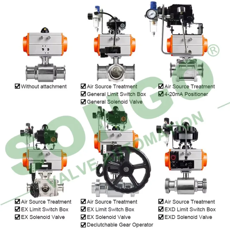 2 بوصة الغذاء الصف الطويق نوع Ss316l الفولاذ المقاوم للصدأ الصحية واحدة المفعول صمام كروي هوائي #2