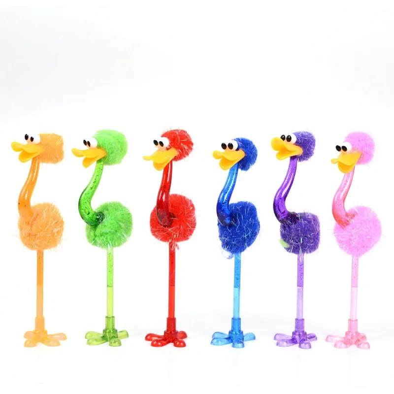 

36PCS Plush Ballpoint Pen Gifts For Children Colorful Ostrich Ballpoint Pen Wholesale Student Creative Wholesale
