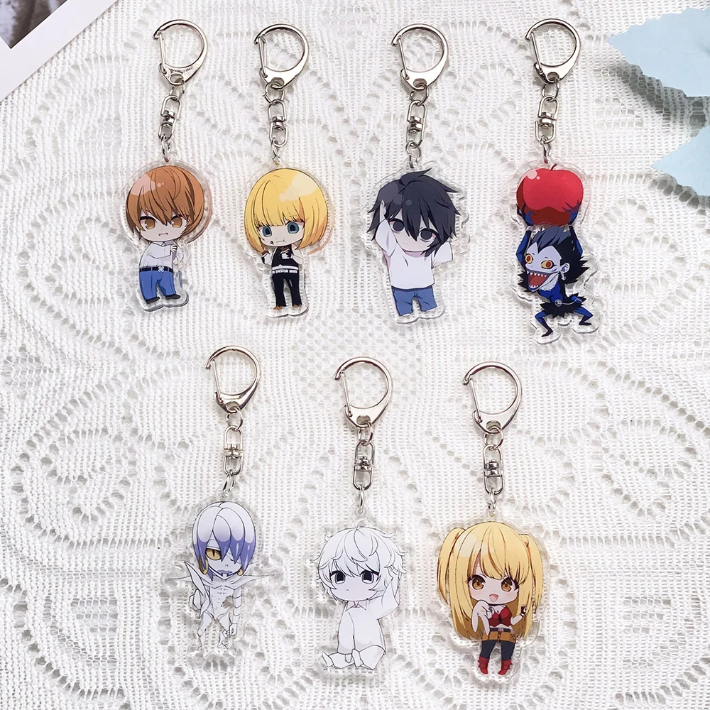 1/7PCS Anime Characters Death Note Acrylic Car Keychain Accessories Keyrings Friends Gifts Cartoon Bag Charms Backpack Pendant