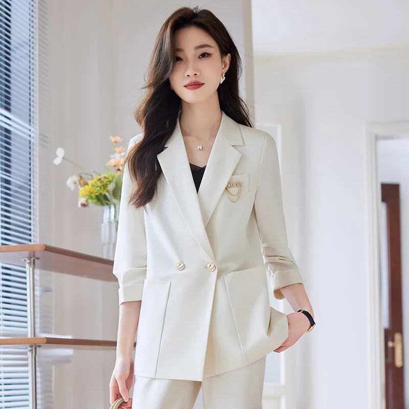 Khaki Suit Jacket Female Sense Business Temperament Goddess Temperament Workplace Formal Suit Work Clothes Suit Suit Spring